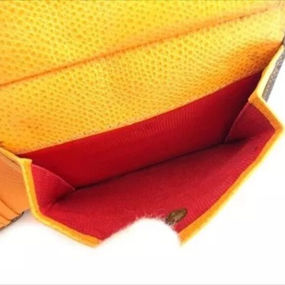 Celine Wallet Purse Bifold Navy Orange leather Mens Authentic Used - Picture 9 of 15